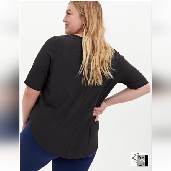 Torrid Tech Jersey Strappy Short Sleeve Active Tee, gray black 3x - Picture 2 of 9